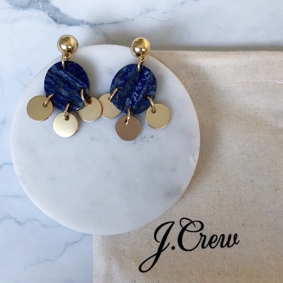 J. Crew Lapis Drop Stone & Disc Earrings - Picture 4 of 5